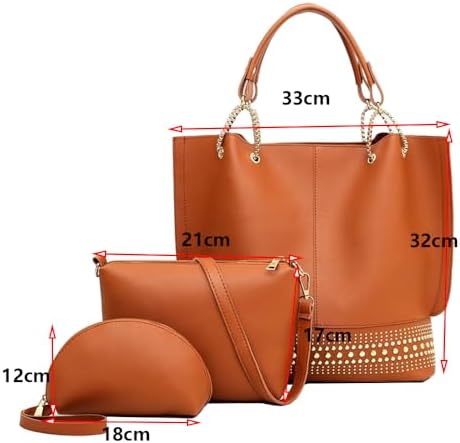 ALANES Women Handbag Set, 3 Pieces/Set Womens Purse and Handbag Set, Tassel Tote Clutch Satchel Top Handle Shoulder Bag (Brown)