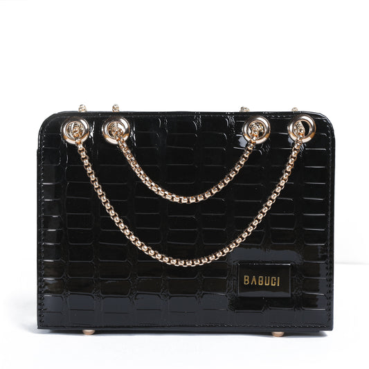 Black Double Chain Boxy Bag
