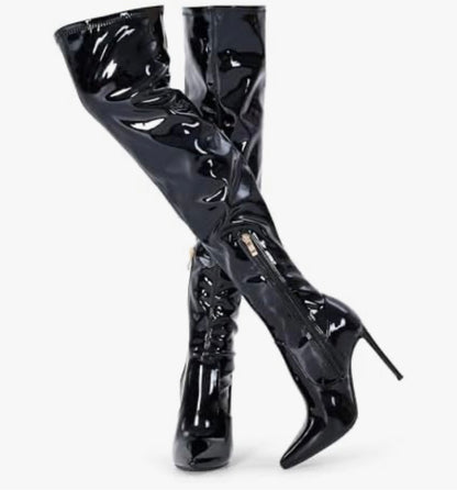 Heel Suede Thigh High Boots Stretch Sexy