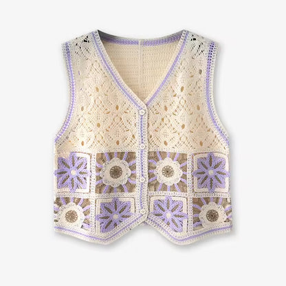 Granny Square Crochet Vest Woman