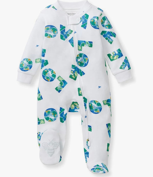 Burt's Bees Baby Boys' Organic Cotton Sleep and Play Footed Pajamas, One-piece Zip Front Romper, Baby Essentials