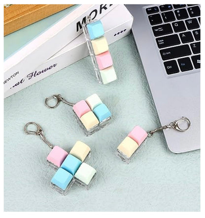 4 Pcs Keyboard Fidget Keychain Decompression Toys Keyboard Fidget Clicker Finger Keyboard Toys,Fidget Keychain with LED Light Stress Relief Keyboard,Keyboard Clicker for Gifts to Pass The Boring Time