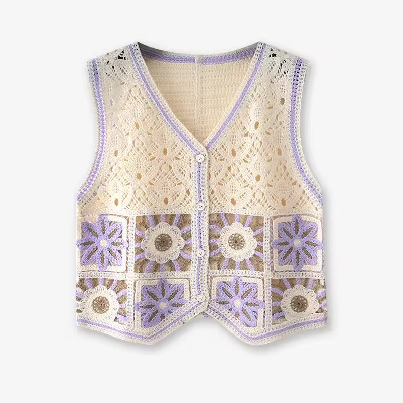 Granny Square Crochet Vest Woman