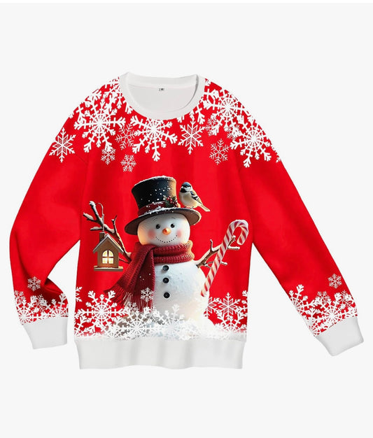 Christmas Sweatshirts for Women:Funny Snowman Printing Xmas Holiday Crewneck Long Sleeve Pullover Top