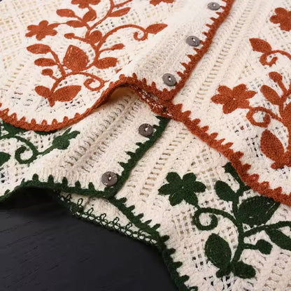 Flower Embroidery Crochet Waistcoat Top Sleeveless