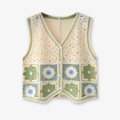 Granny Square Crochet Vest Woman
