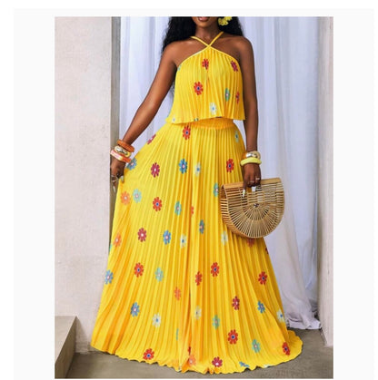 Spring floral yellow - Ladies matching set - women's clothing