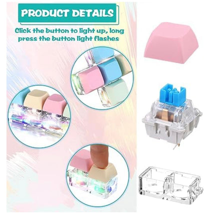 4 Pcs Keyboard Fidget Keychain Decompression Toys Keyboard Fidget Clicker Finger Keyboard Toys,Fidget Keychain with LED Light Stress Relief Keyboard,Keyboard Clicker for Gifts to Pass The Boring Time