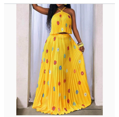 Spring floral yellow - Ladies matching set - women's clothing