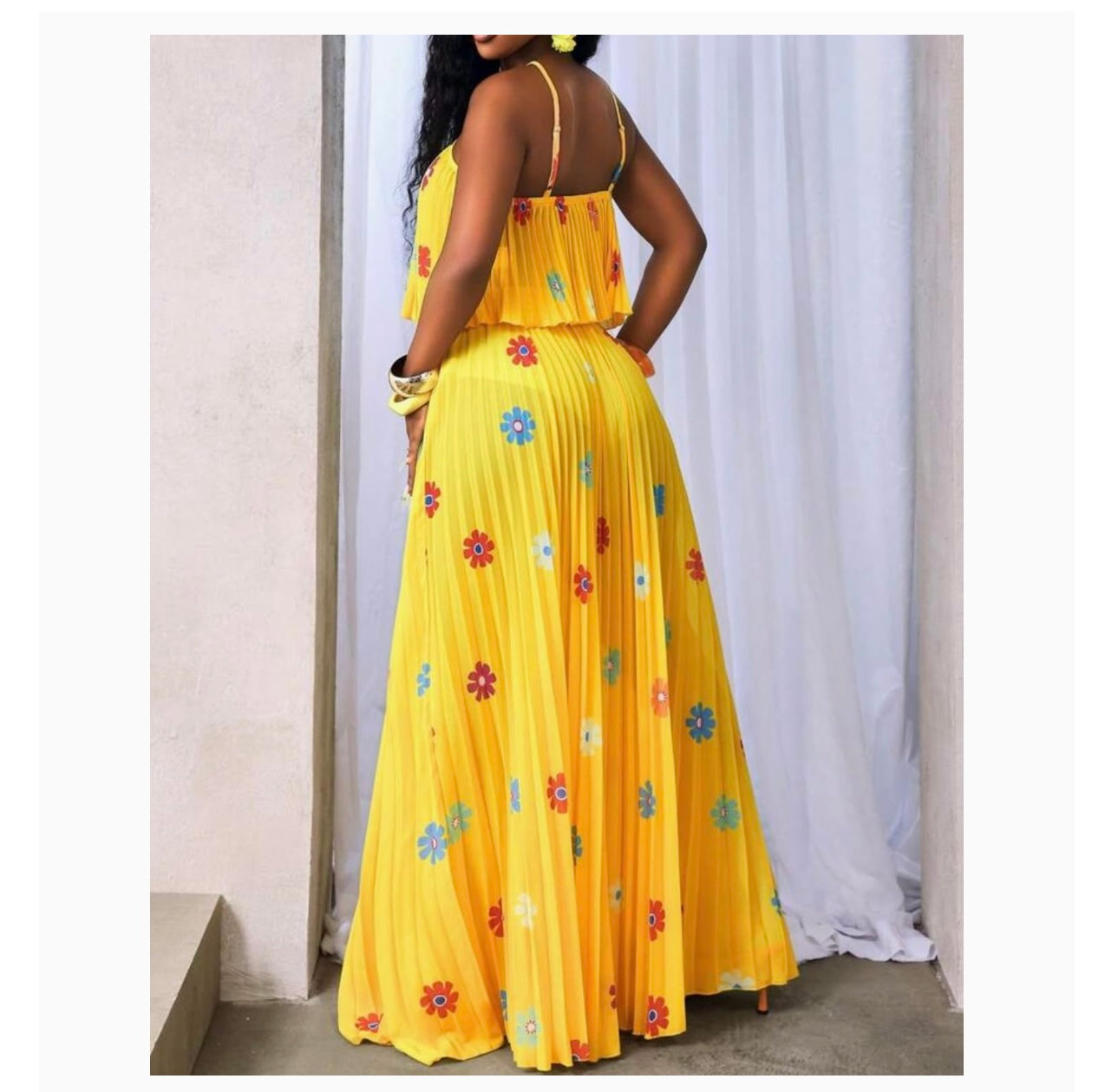 Spring floral yellow - Ladies matching set - women's clothing