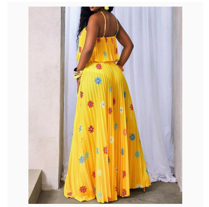 Spring floral yellow - Ladies matching set - women's clothing