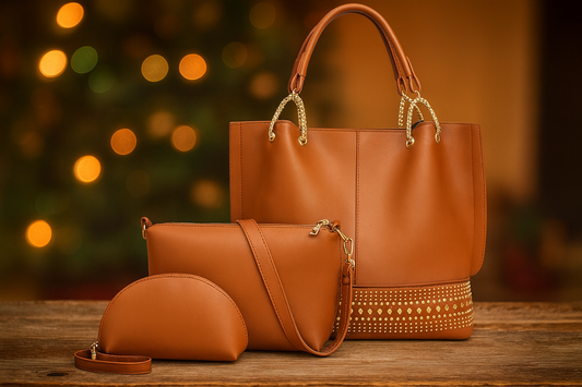 ALANES Women Handbag Set, 3 Pieces/Set Womens Purse and Handbag Set, Tassel Tote Clutch Satchel Top Handle Shoulder Bag (Brown)