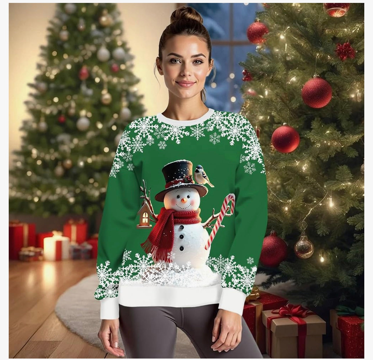 Christmas Sweatshirts for Women:Funny Snowman Printing Xmas Holiday Crewneck Long Sleeve Pullover Top