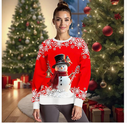 Christmas Sweatshirts for Women:Funny Snowman Printing Xmas Holiday Crewneck Long Sleeve Pullover Top
