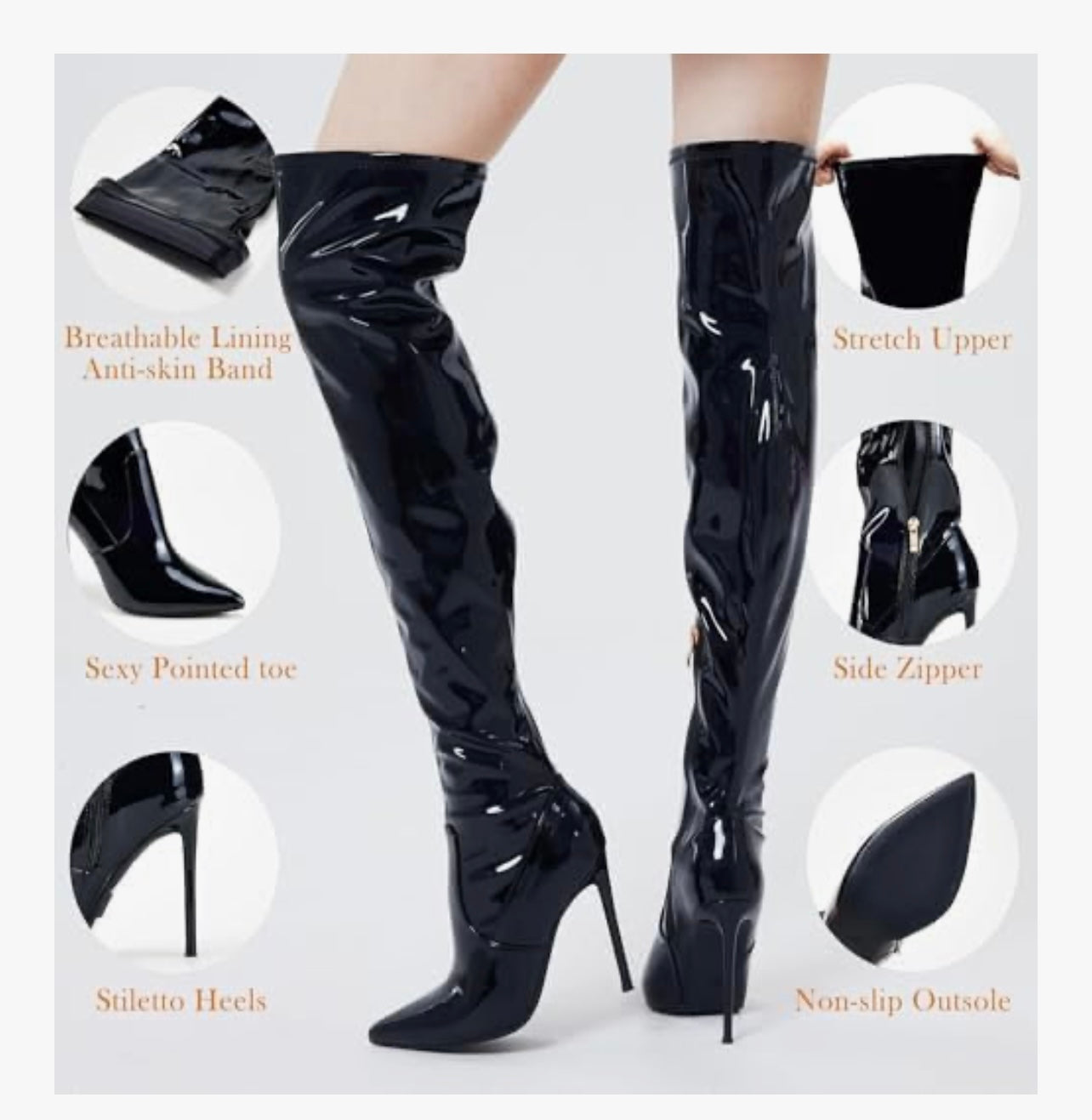 Heel Suede Thigh High Boots Stretch Sexy